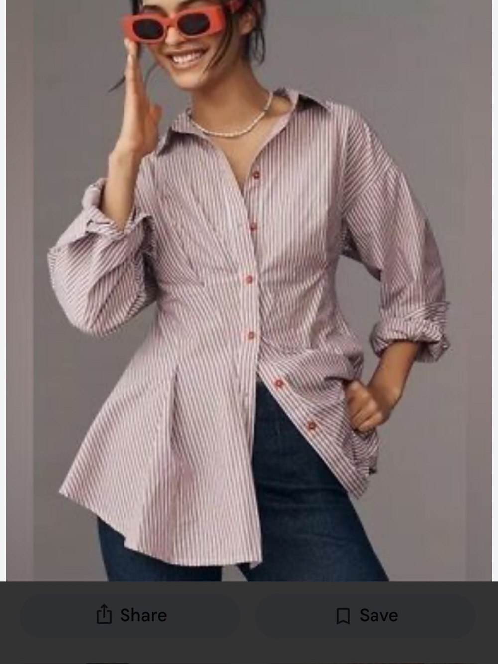 Maeve Pink and White Striped Button-Front Tunic Shirt
